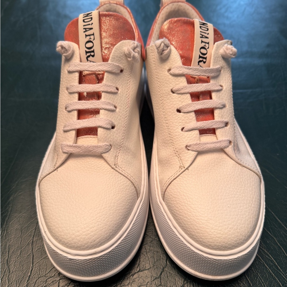 White and Pink Andia Fora Sneakers